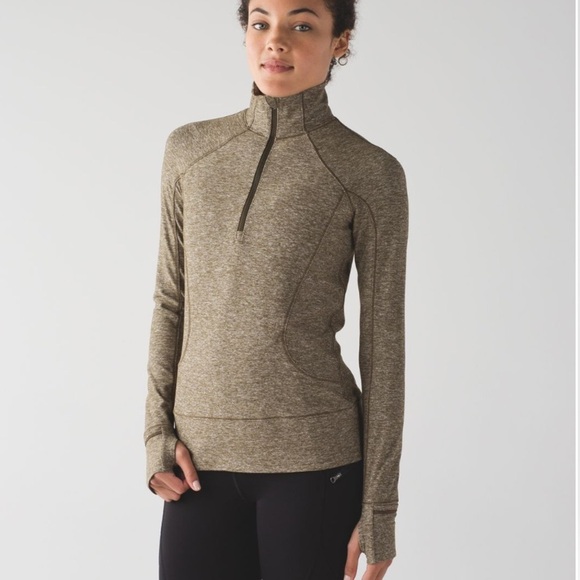 lululemon Rush Hour 1/2 Zip Pullover Heathered Military Green Sz 4 - Picture 2 of 16